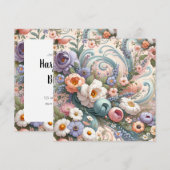 Whimsical Floral Swirls in Pastel Kaart (Voorkant / Achterkant)