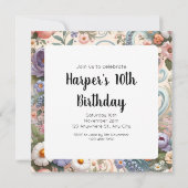 Whimsical Floral Swirls in Pastel Kaart (Achterkant)