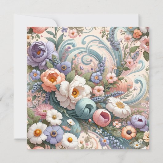 Whimsical Floral Swirls in Pastel Kaart (Voorkant)