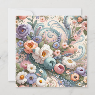 Whimsical Floral Swirls in Pastel Kaart