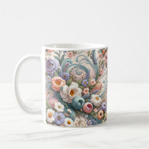 Whimsical Floral Swirls in Pastel Koffiemok