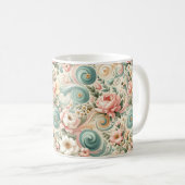 Whimsical Floral Swirls in Pastel Koffiemok (Voorkant rechts)