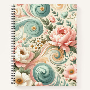 Whimsical Floral Swirls in Pastel Notitieboek