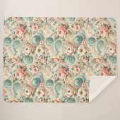 Whimsical Floral Swirls in Pastel Sherpa Deken (Voorkant (horizontaal))