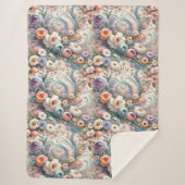 Whimsical Floral Swirls in Pastel Sherpa Deken (Voorkant)