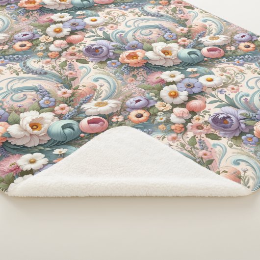 Whimsical Floral Swirls in Pastel Sherpa Deken (3/4)