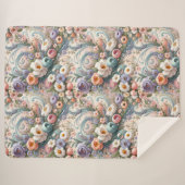 Whimsical Floral Swirls in Pastel Sherpa Deken (Voorkant (horizontaal))