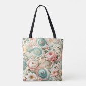 Whimsical Floral Swirls in Pastel Tote Bag (Achterkant)
