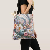 Whimsical Floral Swirls in Pastel Tote Bag (Dichtbij)