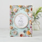 Whimsical Floral Tea Party uitnodiging (Staand voorkant)