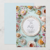 Whimsical Floral Tea Party uitnodiging (Voorkant / Achterkant)