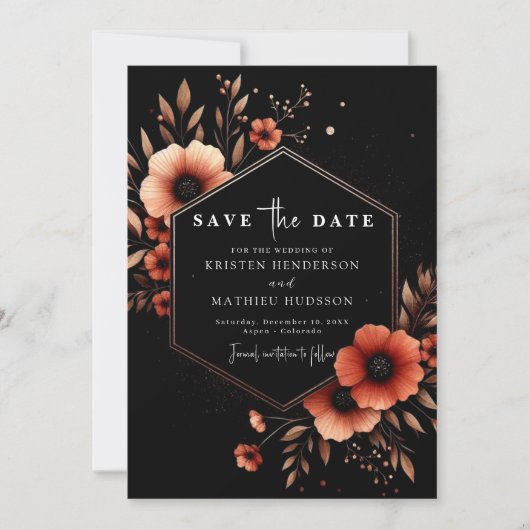 Whimsical Floral Terracotta bruiloft Save The Date (Voorkant)