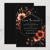 Whimsical Floral Terracotta bruiloft Save The Date (Voorkant / Achterkant)