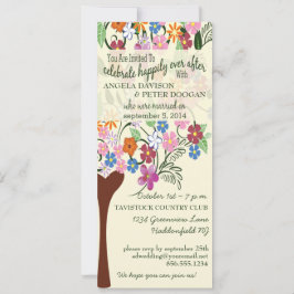 Whimsical Floral Tree Post Wedding Party Invite Kaart