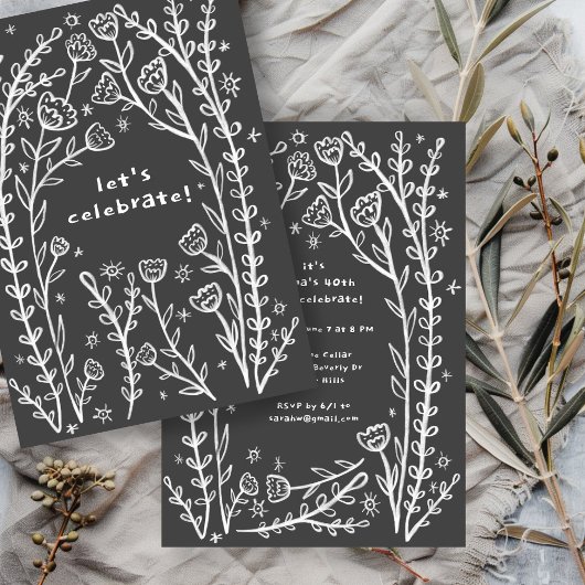 Whimsical Floral Vines Leuke verjaardagsfeestje Cu Kaart