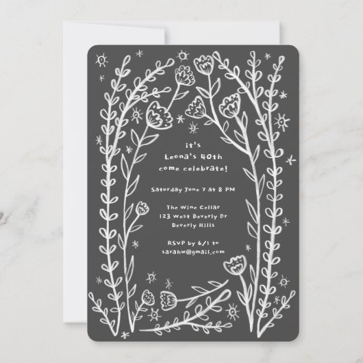 Whimsical Floral Vines Leuke verjaardagsfeestje Cu Kaart (Achterkant)