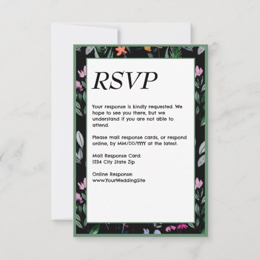 Whimsical Floral Waterverf bruiloft RSVP Kaartje (Achterkant)