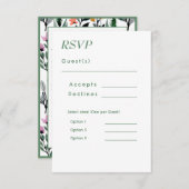 Whimsical Floral Waterverf bruiloft RSVP Kaartje (Voorkant / Achterkant)