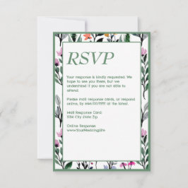 Whimsical Floral Waterverf bruiloft RSVP Kaartje