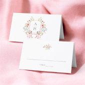 Whimsical Floral Wedding Crest gevouwen plaats kaa Plaatskaartje