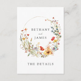 Whimsical Floral Wedding Details Behuizing Kaart