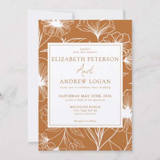 Whimsical Floral Wedding Kaart (Voorkant)
