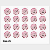 Whimsical Floral Wedding Monogram R Envelope Seal Ronde Sticker (Vel)