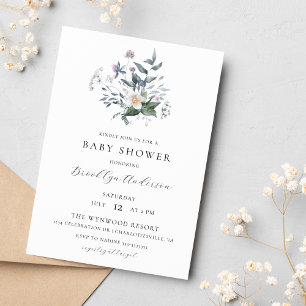 Whimsical Floral Wildflower Spring Baby shower Kaart