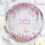 Whimsical Floral Wisteria Butterfly Kids Verjaarda Papieren Bordje<br><div class="desc">Het ontwerp heeft pastelkleuren zoals lavendel,  munt en baby roze,  versierd met zachte wisteria bloemen en speelse vlinders. Dit eenvoudige maar betoverende ontwerp is perfect voor een vrolijke verjaardagsviering zoals 1e verjaardag,  7e verjaardag en meer.</div>