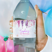 Whimsical Floral Wisteria Butterly Kids Verjaardag Waterfles Etiket
