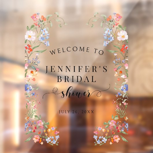 Whimsical Floral Wreath Bridal Shower Welcome Raamsticker (Vel 2)