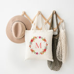 Whimsical Floral Wreath Monogram Tote Bag<br><div class="desc">Aangepast ontworpen canvas tas met een zoete,  witte florale lijst,  op maat gemaakt van uw monogram of andere aangepaste tekst. Klik aanpassen het om tekstdoopvonten en kleuren te veranderen om uw eigen unieke één van een soortontwerp te creëer. Schattig voor bruidmaidgeschenken!</div>