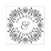 Whimsical Floral Wreath Self-Inking Couple's Stamp Zelfinktende Stempel (Design)