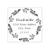 Whimsical Floral Wreath Wedding Return Address Rubberstempel (Afrduk)