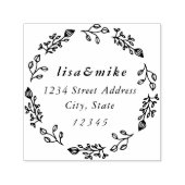Whimsical Floral Wreath Wedding Return Address Zelfinktende Stempel (Design)