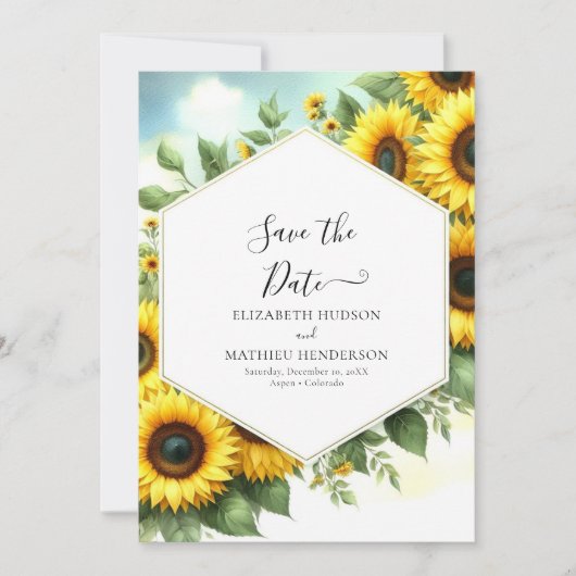 Whimsical Floral Zonnebloem bruiloft Save The Date (Voorkant)