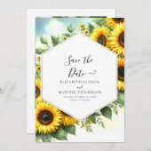 Whimsical Floral Zonnebloem bruiloft Save The Date (Voorkant / Achterkant)