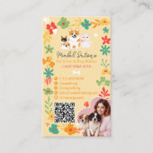 Whimsical florale schattige pop huisdier oppas hon visitekaartje (Voorkant)