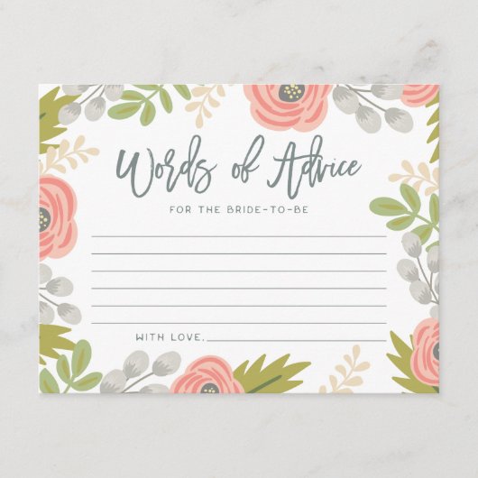 Whimsical Florals Vrijgezellenfeest Advice Kaart (Voorkant)