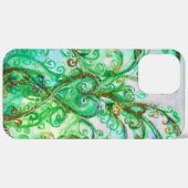 WHIMSICAL FLOURISHES bright blauwgroen green white Case-Mate iPhone Case (Achterkant / Rechts)