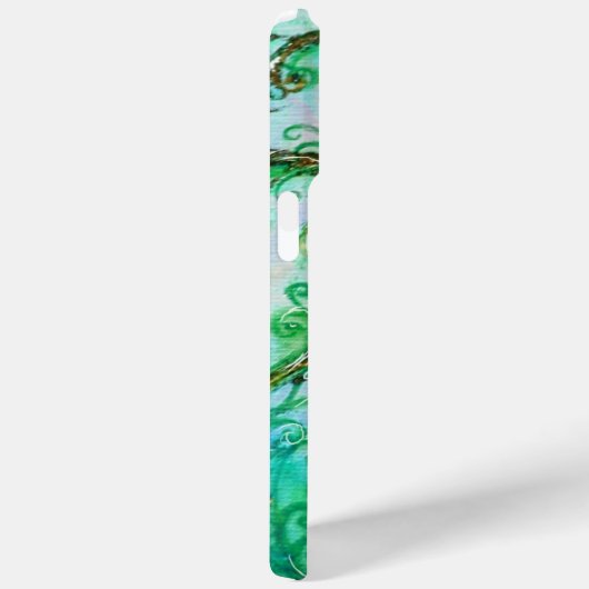 WHIMSICAL FLOURISHES bright blauwgroen green white Case-Mate iPhone Case (Achterkant / Rechts)