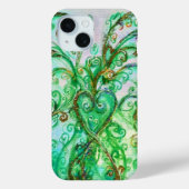 WHIMSICAL FLOURISHES bright blauwgroen green white Case-Mate iPhone Case (Achterkant)