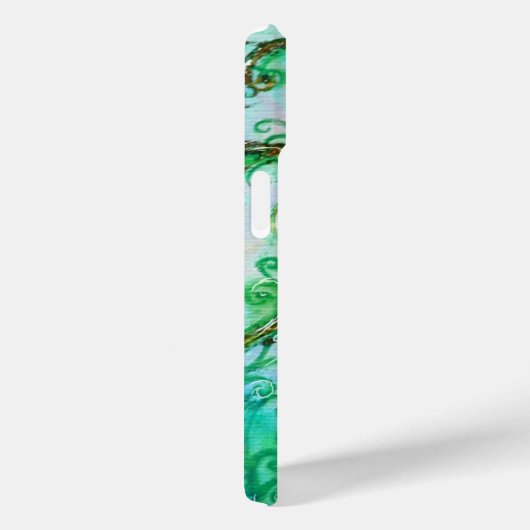 WHIMSICAL FLOURISHES bright blauwgroen green white Case-Mate iPhone Case (Achterkant / Rechts)