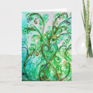 WHIMSICAL FLOURISHES bright blauwgroen green white Feestdagen Kaart