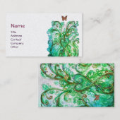 WHIMSICAL FLOURISHES bright blue green parel Visitekaartje (Voorkant / Achterkant)
