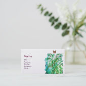 WHIMSICAL FLOURISHES bright blue green parel Visitekaartje (Staand voorkant)