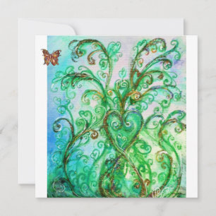 WHIMSICAL FLOURISHES bright blue green white Kaart