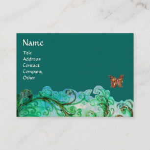 WHIMSICAL FLOURISHES bright green blue Visitekaartje