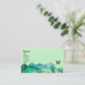 WHIMSICAL FLOURISHES bright green blue Visitekaartje (Staand voorkant)