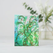 WHIMSICAL FLOURISHES bright green blue white Briefkaart (Staand voorkant)